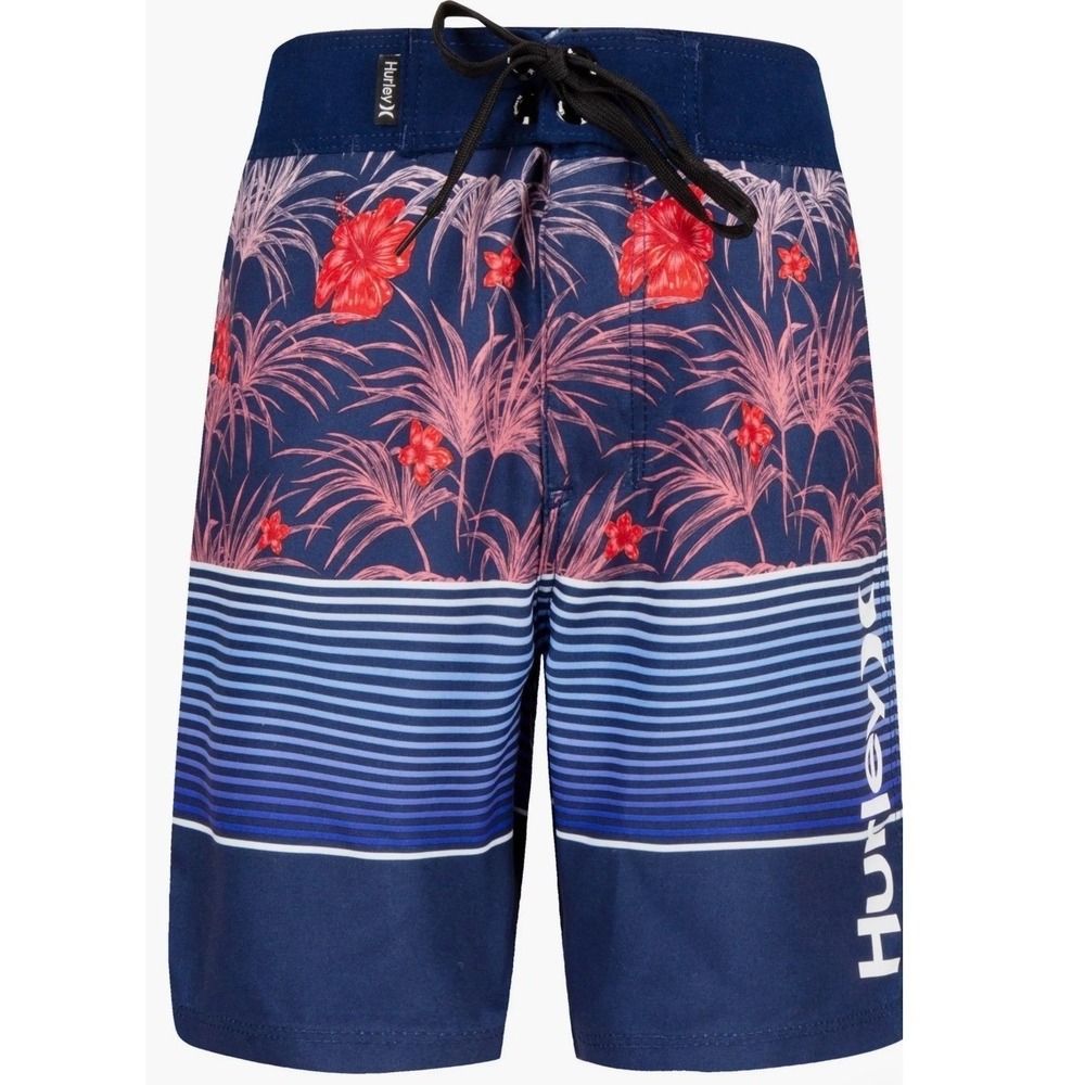 Hurley‎ Boys Floral Stripe Swim Trunks Surf Skater Coastal Size 18 Waist 29 NWT